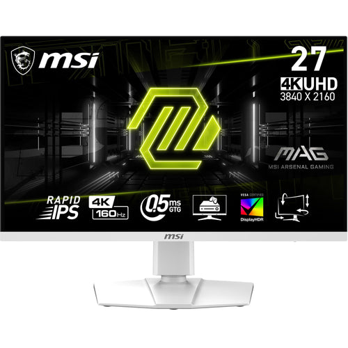 MSI MAG 274URFW 27-inch 4K Gaming Monitor 3840 x 2160 (UHD) 0.5ms Response Time 160Hz HDR 400 HDMI DP Port Tilt and Height Adjustable